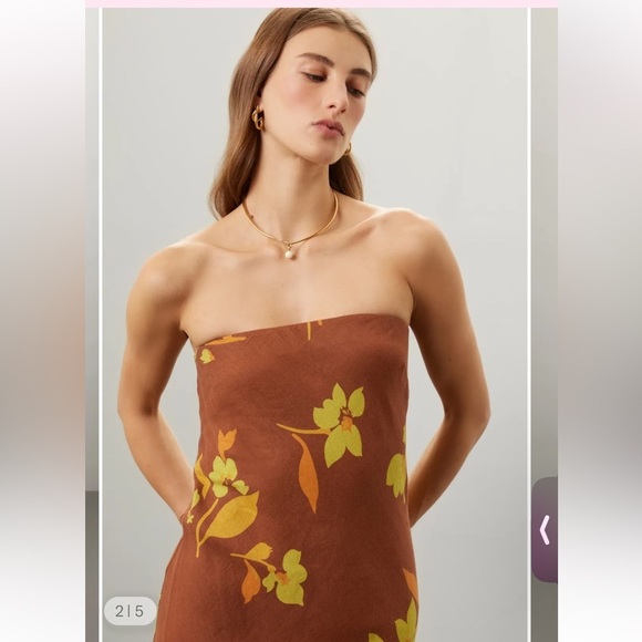 Soleil Soleil Strapless Floral Brown Dress - Picture 3 of 15